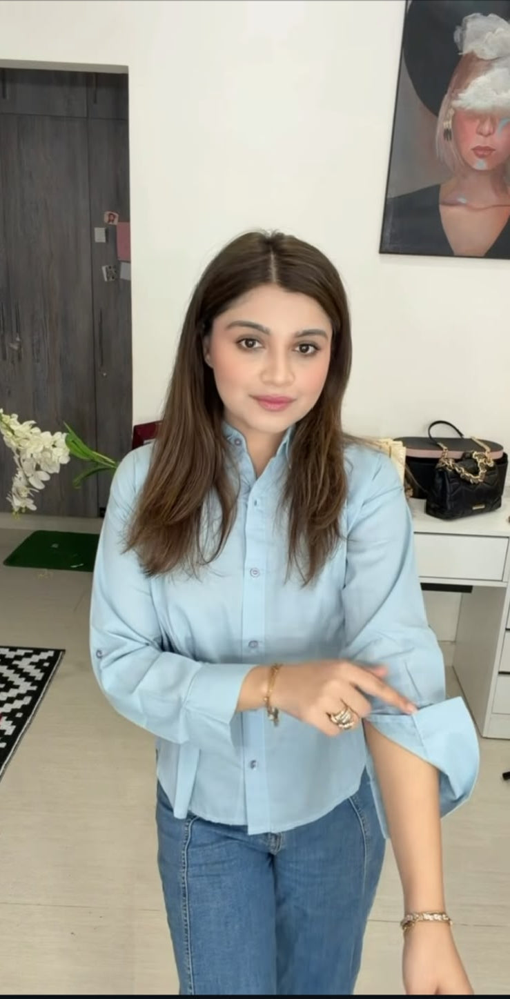 Premium Sky Blue Lawn Casual Top