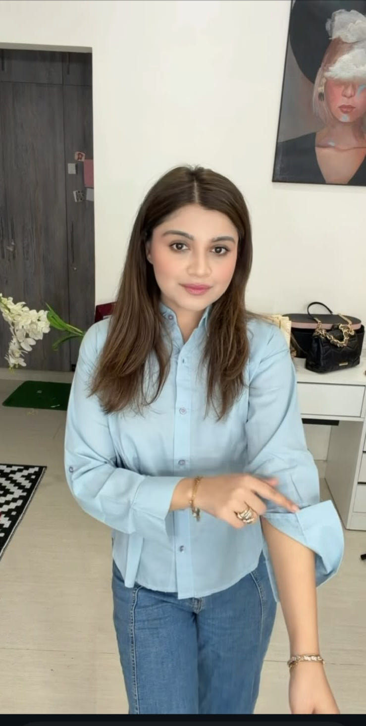 Premium Sky Blue Lawn Casual Top