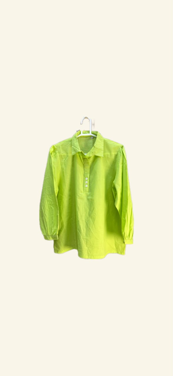 Vibrant Lime Green Lawn Tunic Shirt