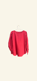 Crimson Red Cotton Lawn Boat-Neck Top