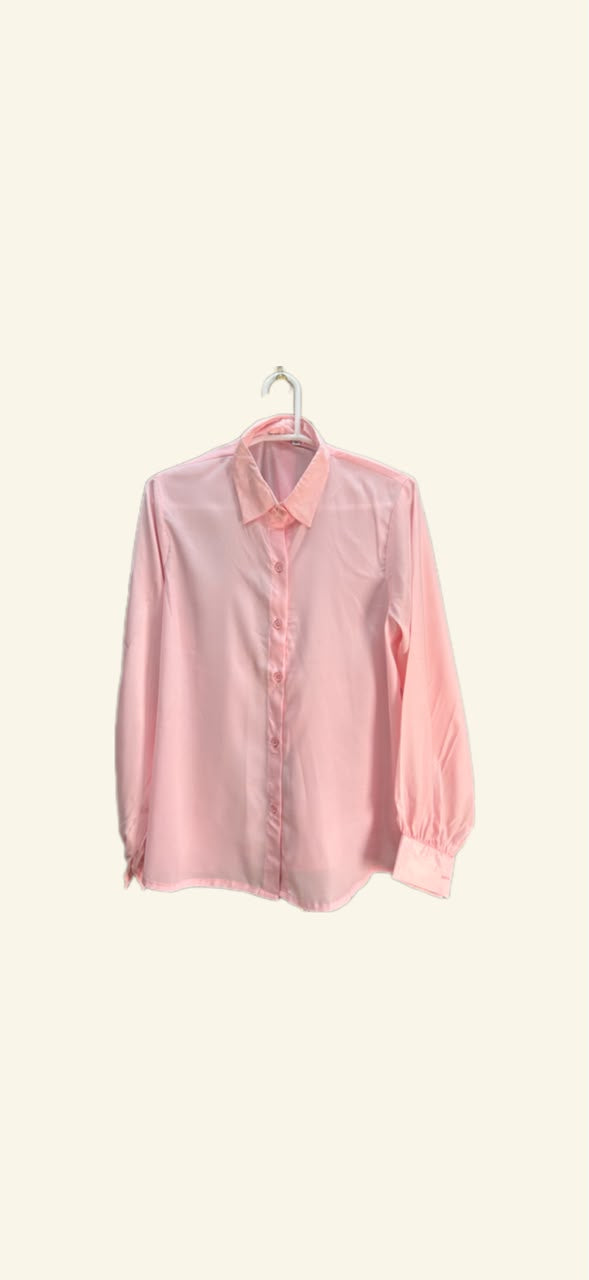 Soft Pink Stretch-Cotton Button-Down Shirt
