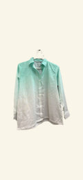 Green and White Ombré Cotton Lawn Button-Down Shirt