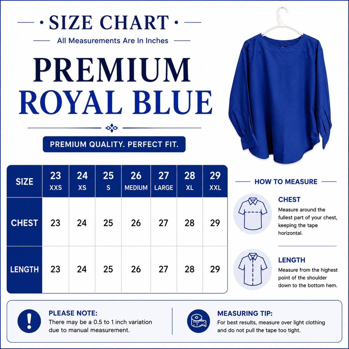 Royal Blue Premium Lawn Button-Down Shirt