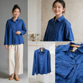 Relaxed Fit Blue Lawn Shirt for Women - Oversized Button-Down Casual Top